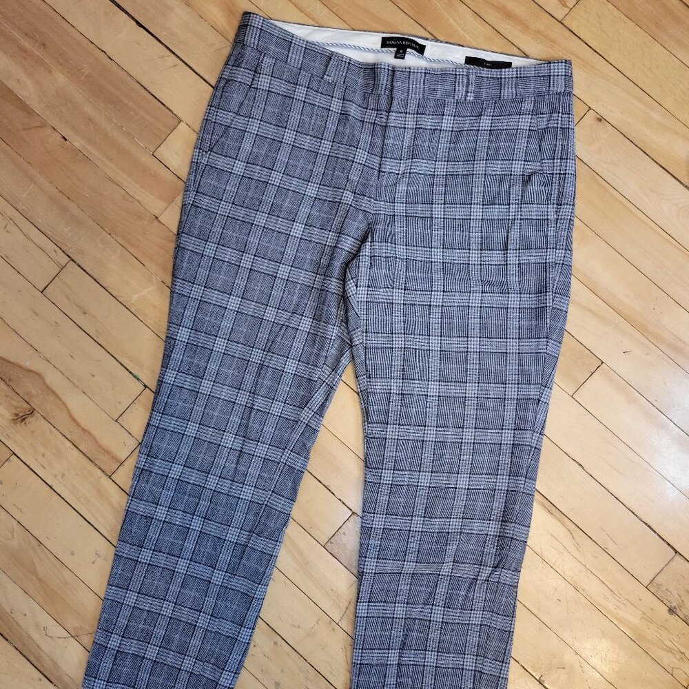 Banana Republic Avery Gray Plaid Pants Size 8 Stretch Work Trousers Career